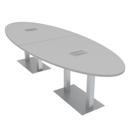 Skutchi Designs 45 in W, 144 in L, 29 in H, Engineered Wood Top, Grey HAR-OVL-46X143-DOU-ELEC-XD01